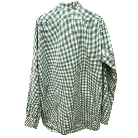 Thomas Mason Men's Green Blue White Preppy Plaid Button Down Shirt Quiet Luxury - Picture 5 of 6